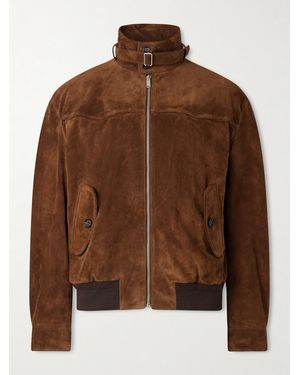 McQueen Panelled Suede Harrington Jacket - Brown
