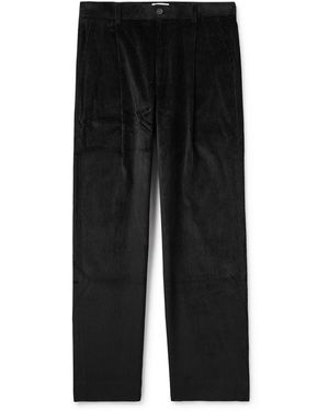 Aimé Leon Dore Wide-Leg Pleated Cotton-Blend Corduroy Pants - Black