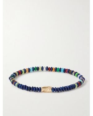 Luis Morais 14-Karat, Lapis Lazuli And Agate Beaded Bracelet - Blue