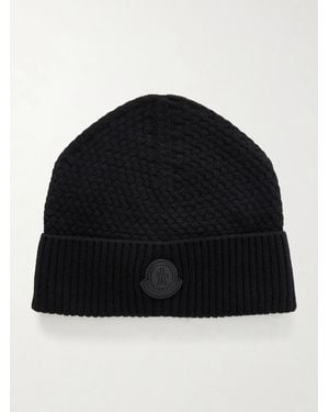Moncler Logo-Appliquéd Wool And Cashmere-Blend Beanie - Black