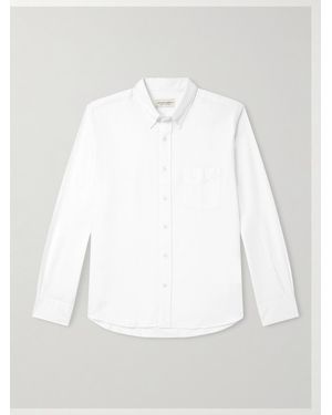 Officine Generale Button-Down Collar Cotton Oxford Shirt - White
