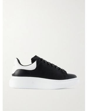 McQueen Exaggerated-Sole Studded Leather Trainers - Black