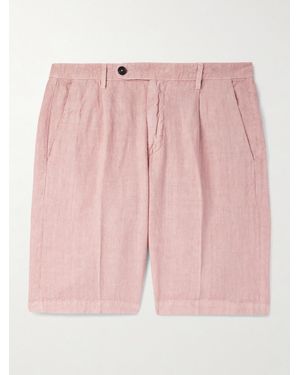 Massimo Alba Alaccia Straight-Leg Pleated Linen Shorts - Pink