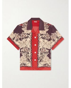 Bode Storybook Camp-collar Printed Silk Shirt - Red