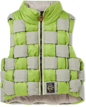 Kapital Cropped Reversible Quilted Padded Shell Gilet - Green
