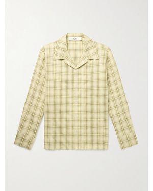 Séfr Ignacio Camp-collar Checked Cotton And Linen-blend Shirt - Natural