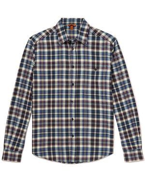 Barena Checked Brushed-Cotton Shirt - Blue
