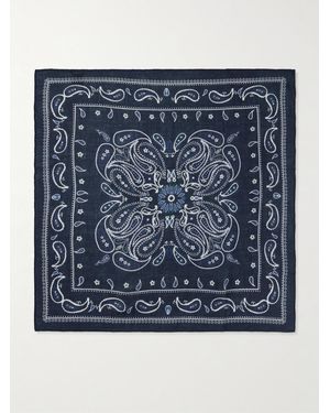 Hartford Paisley-Print Wool Scarf - Blue