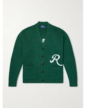 Polo Ralph Lauren Logo-intarsia Linen And Cotton-blend Cardigan - Green