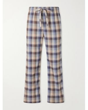 Tekla Auralee Checked Organic Cotton-Flannel Pyjama Trousers - Weiß