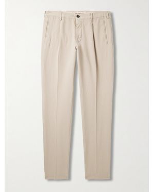 Incotex Venezia 1951 Tapered Pleated Ice Crêpe Trousers - Natural