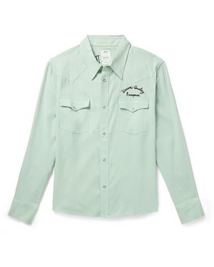 Visvim Four Corners Logo-Embroidered Canvas Western Shirt - Green