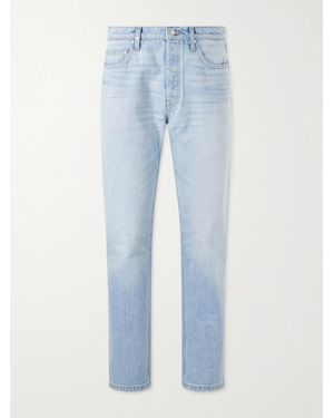 CHERRY LA Wide-Leg Logo-Embroidered Distressed Jeans - Blue