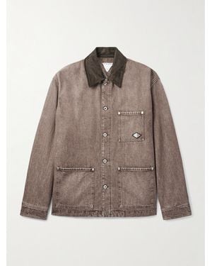 Bottega Veneta Logo-Appliquéd Suede-Trimmed Denim Jacket - Brown
