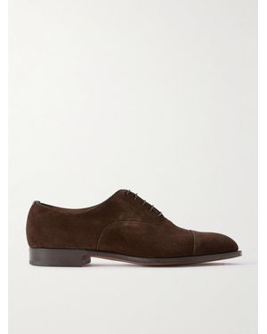 Edward Green Chelsea Cap-Toe Suede Oxford Shoes - Brown