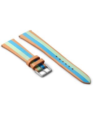 La Californienne Striped Leather Watch Strap - Blue