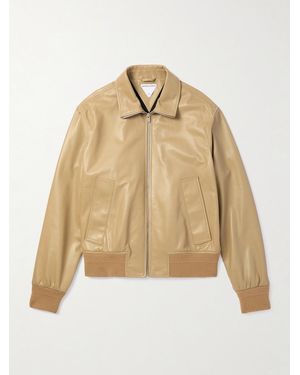 Bottega Veneta Leather Blouson Jacket - Natural