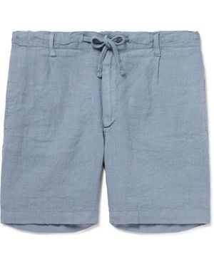 Hartford Tank Straight-Leg Linen Drawstring Shorts - Blue
