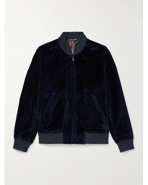 Richard James Cotton-velvet Bomber Jacket - Blue