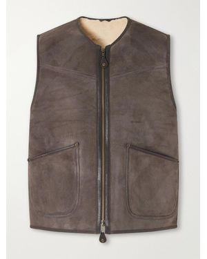 Aimé Leon Dore Leather-Trimmed Suede Vest - Brown