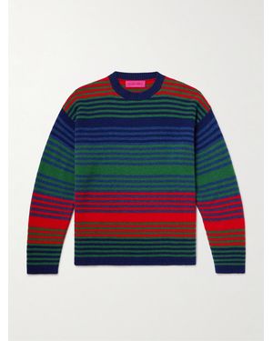 The Elder Statesman Dume Oversized Striped Cashmere Jumper - Red