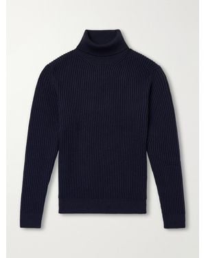 Slowear Zanone Slim-Fit Ribbed Virgin Wool Rollneck Sweater - Blau