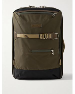 master-piece Potential 2-Way Leather And Webbing-Trimmed Cordura Mastertex Backpack - Green
