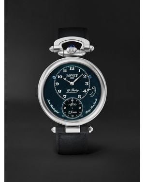 Bovet 19thirty Limited Edition Hand-wound 42mm Stainless Steel And Leather Watch - Black