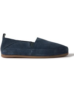 Mulo Collapsible-heel Suede Loafers - Blue
