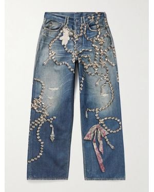 Acne Studios 1981 Wide-Leg Trompe L'Oeil Printed Jeans - Blue