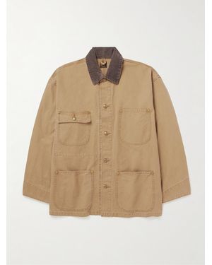 Orslow Corduroy-Trimmed Cotton-Canvas Chore Jacket - Natural