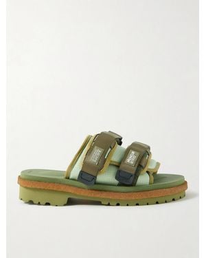Moncler Genius Suicoke 2 Moncler 1952 Moto Mountain Ripstop And Rubber Slides - Green