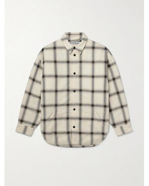 Acne Studios Osara Oversized Padded Checked Cotton-flannel Overshirt - Natural