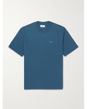 NN07 Adam 3209 T-Shirt aus Pima-Baumwoll-Jersey mit Logostickerei - Blau