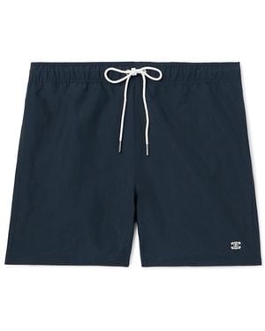 Celine Straight-Leg Mid-Length Logo-Embroidered Swim Shorts - Blue