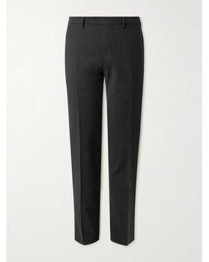 Boglioli Straight-Leg Garment-Dyed Wool-Blend Trousers - Black