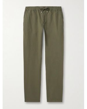 MR P. James Straight-Leg Cotton And Linen-Blend Twill Drawstring Trousers - Green