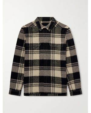 Rick Owens Checked Cotton And Wool-Blend Flannel Overshirt - Black