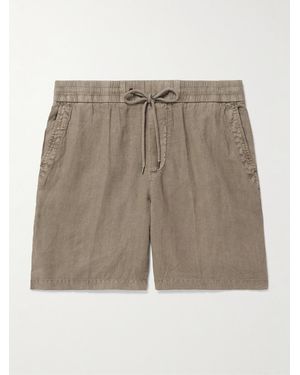 James Perse Gerade geschnittene Shorts aus Leinen mit Kordelzugbund in Stückfärbung - Natur