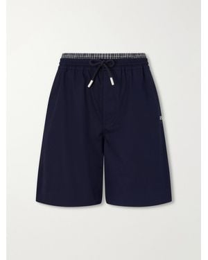 Loewe Straight-Leg Anagram-Embroidered Cotton-Twill Drawstring Shorts - Blue