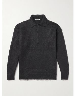 AURALEE Pullover aus einer Mohair-Wollmischung mit Polokragen - Schwarz
