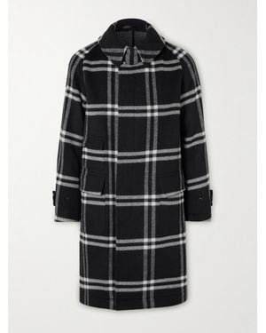 Kaptain Sunshine Throwing Fits Checked Wool-Flannel Coat - Black