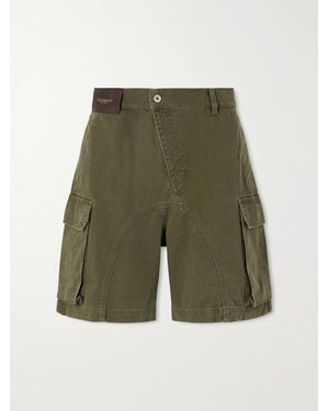 JW Anderson Twisted Straight-Leg Cotton-Twill Shorts - Green