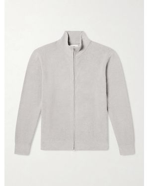 NN07 Danny 6429 Ribbed Bouclé Zip-up Cardigan - White