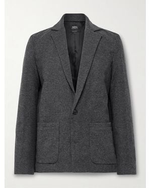 A.P.C. Luc Unstructured Brushed Wool-Blend Suit Jacket - Black