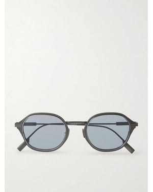 ZEGNA Round-Frame Titanium Sunglasses - Metallic
