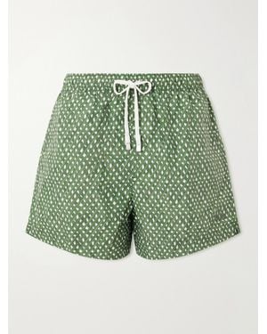 ZEGNA Straight-Leg Printed Cotton Swim Shorts - Green