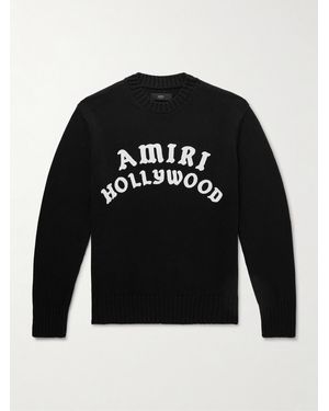 Amiri Hollywood Logo-Embroidered Cotton Jumper - Black