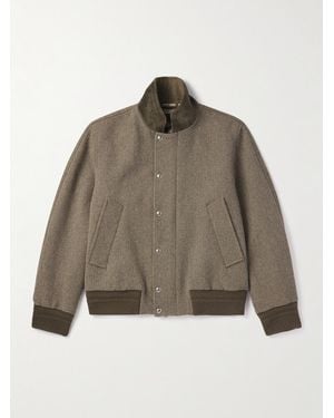 Loro Piana Floris Cotton Corduroy-Trimmed Wool Bomber Jacket - Brown