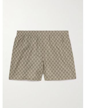 Gucci Straight-Leg Mid-Length Logo-Print Shell Swim Shorts - Natural